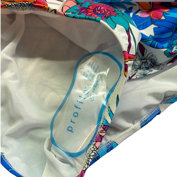 PROFILE BY GOTTEX high waist white floral multicolor full coverage swim bottoms - Picture 6 of 6